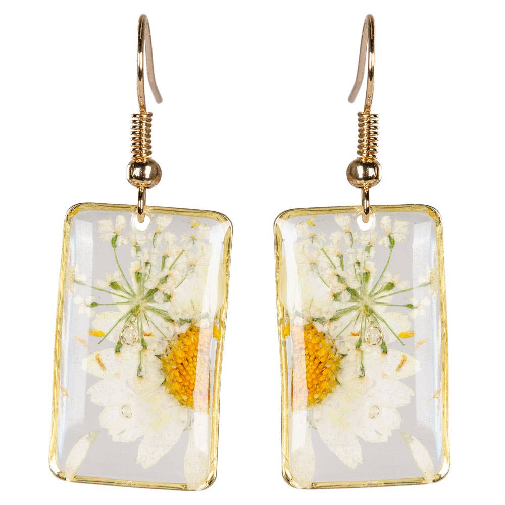 DRIED SUNFLOWER RECTANGLE EARRINGS