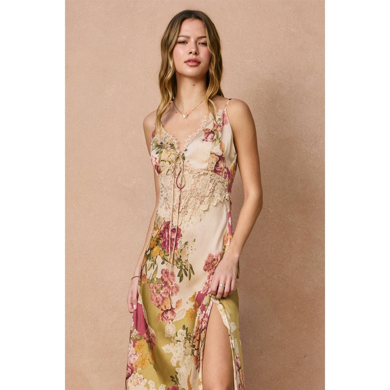 Meadow Romance Lace Detail Maxi Dress