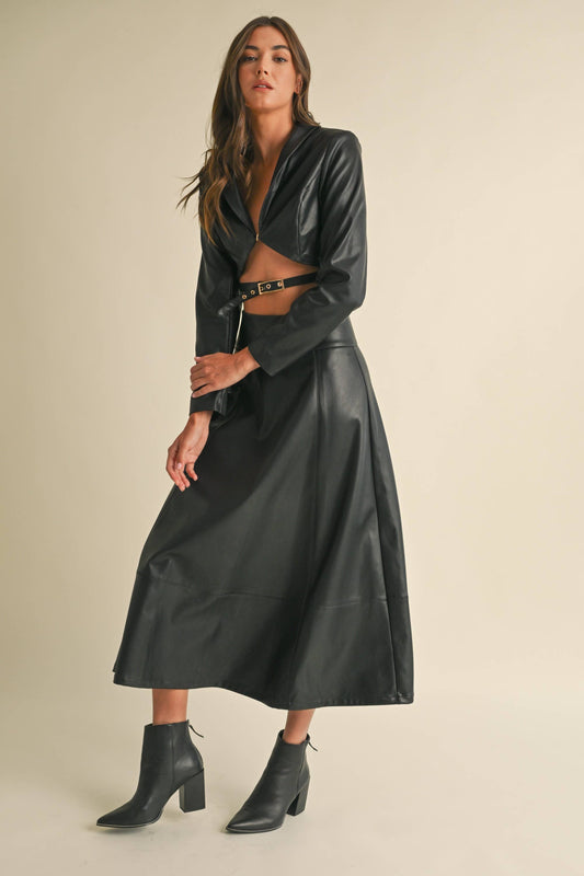 Faux leather Midi Skirt