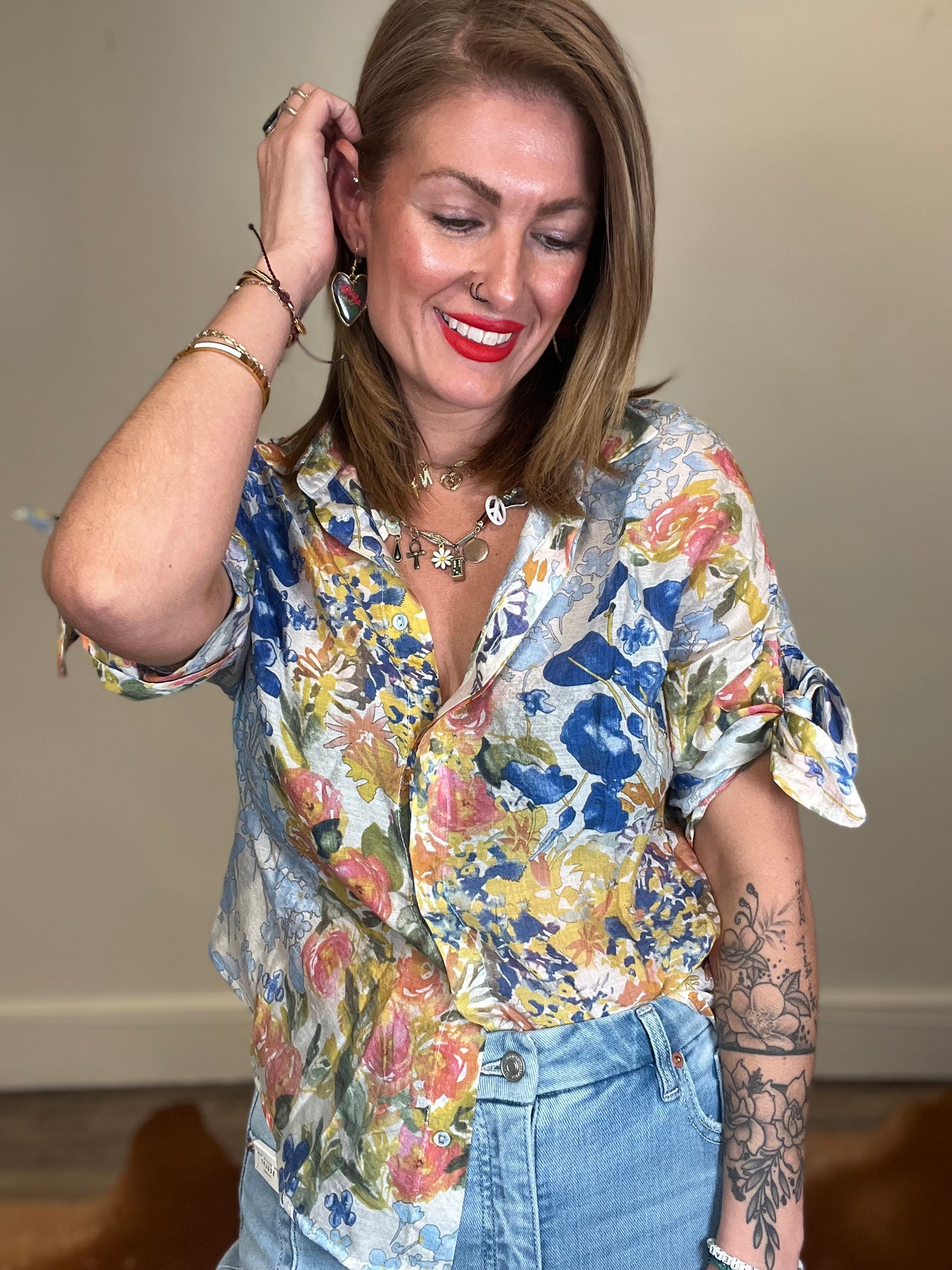 Julie Floral button down top