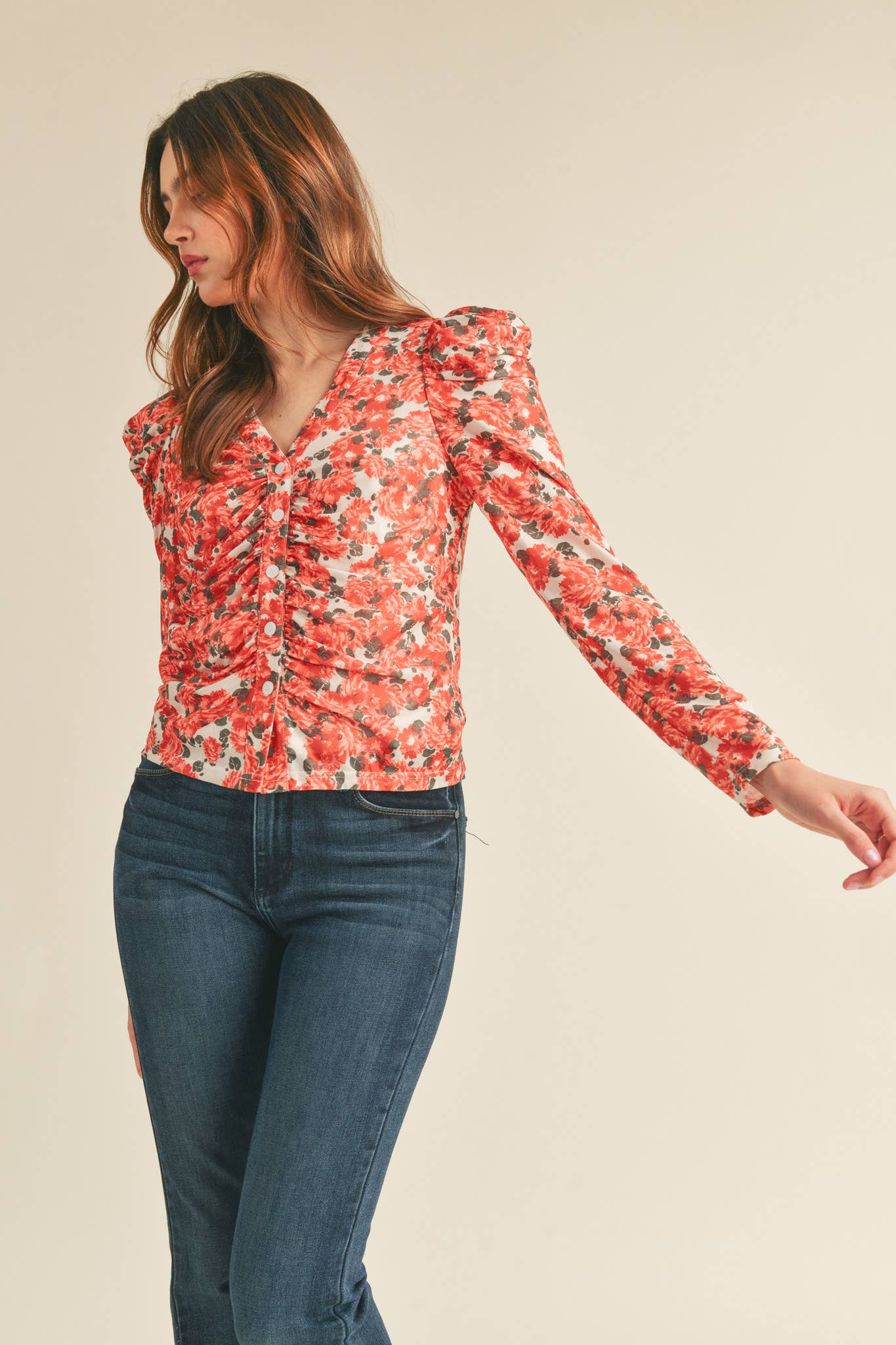 Winnie Ruched button down top
