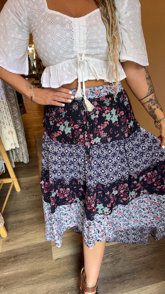 Handcrafted Hi lo Floral Skirt