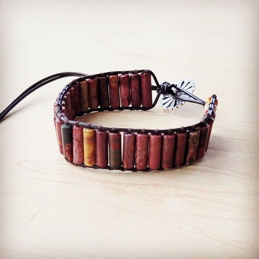 ONLINE EXCLUSIVE Woven Picasso Stacked Stone Beaded Bracelet 810n
