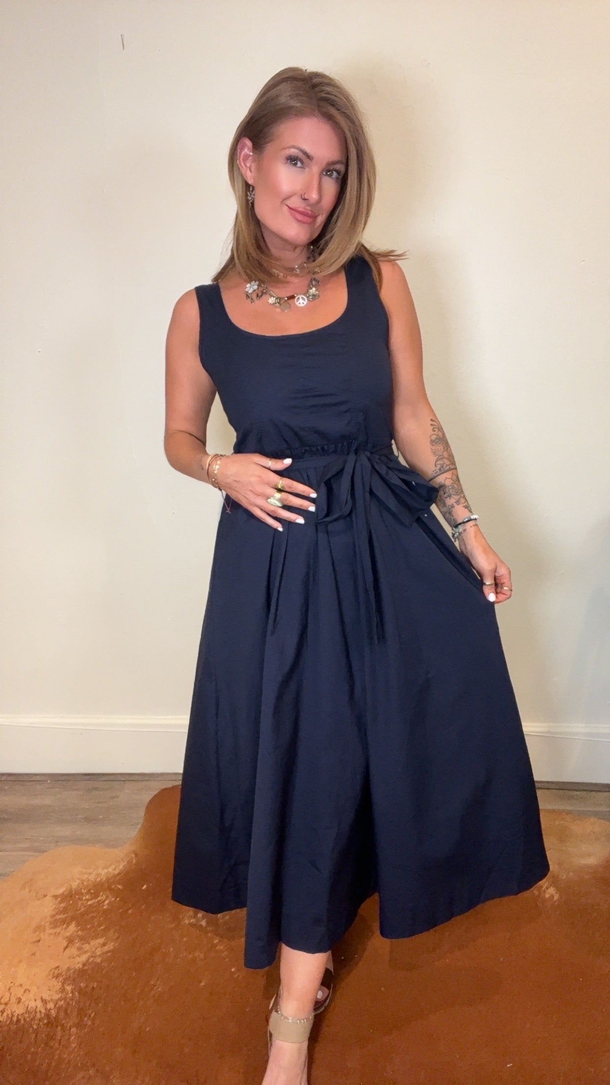 Never better A-line midi bow dress