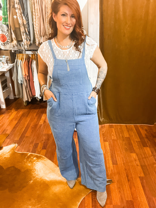 Washed Gauze Casual Comfy Jumpsuit