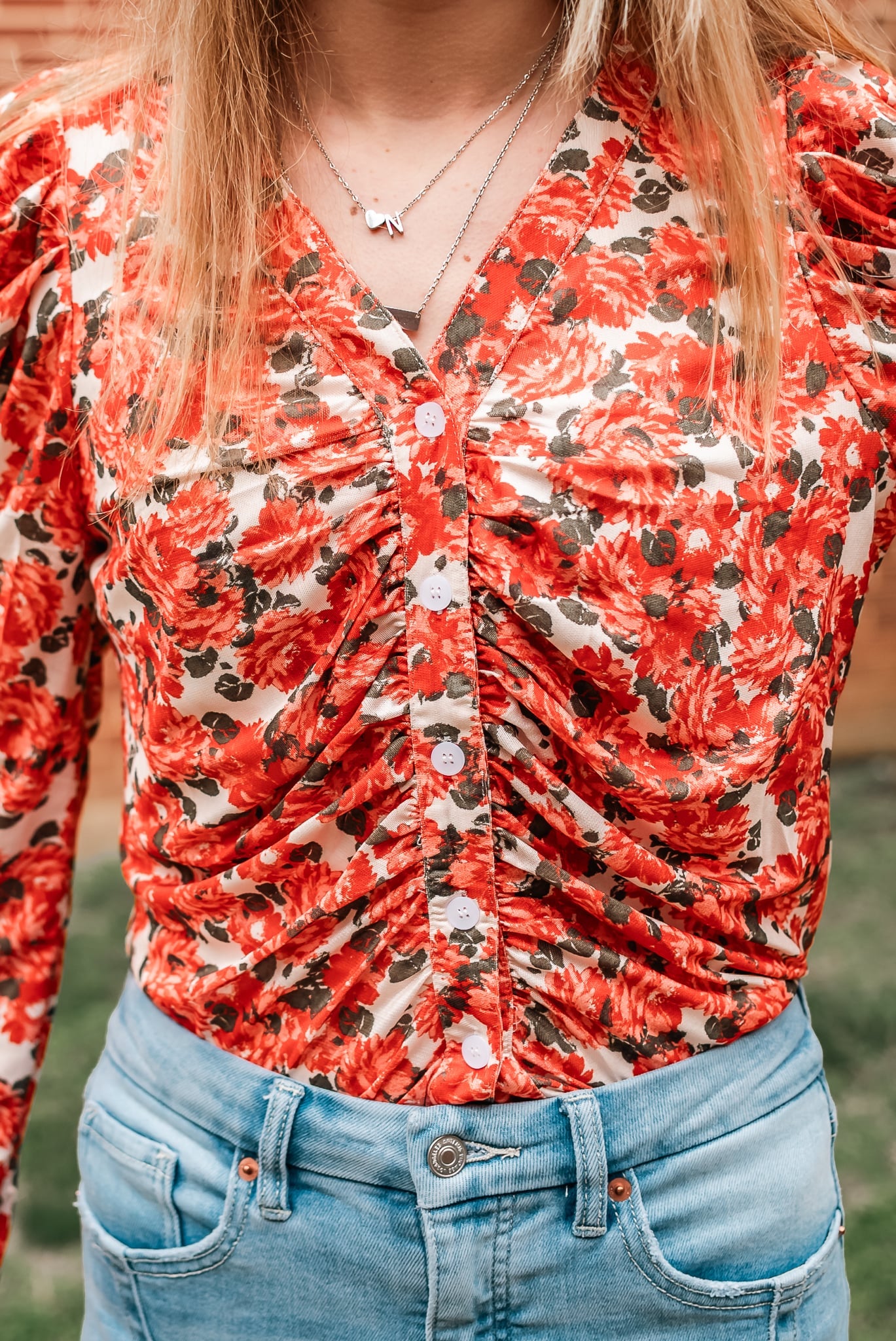 Winnie Ruched button down top