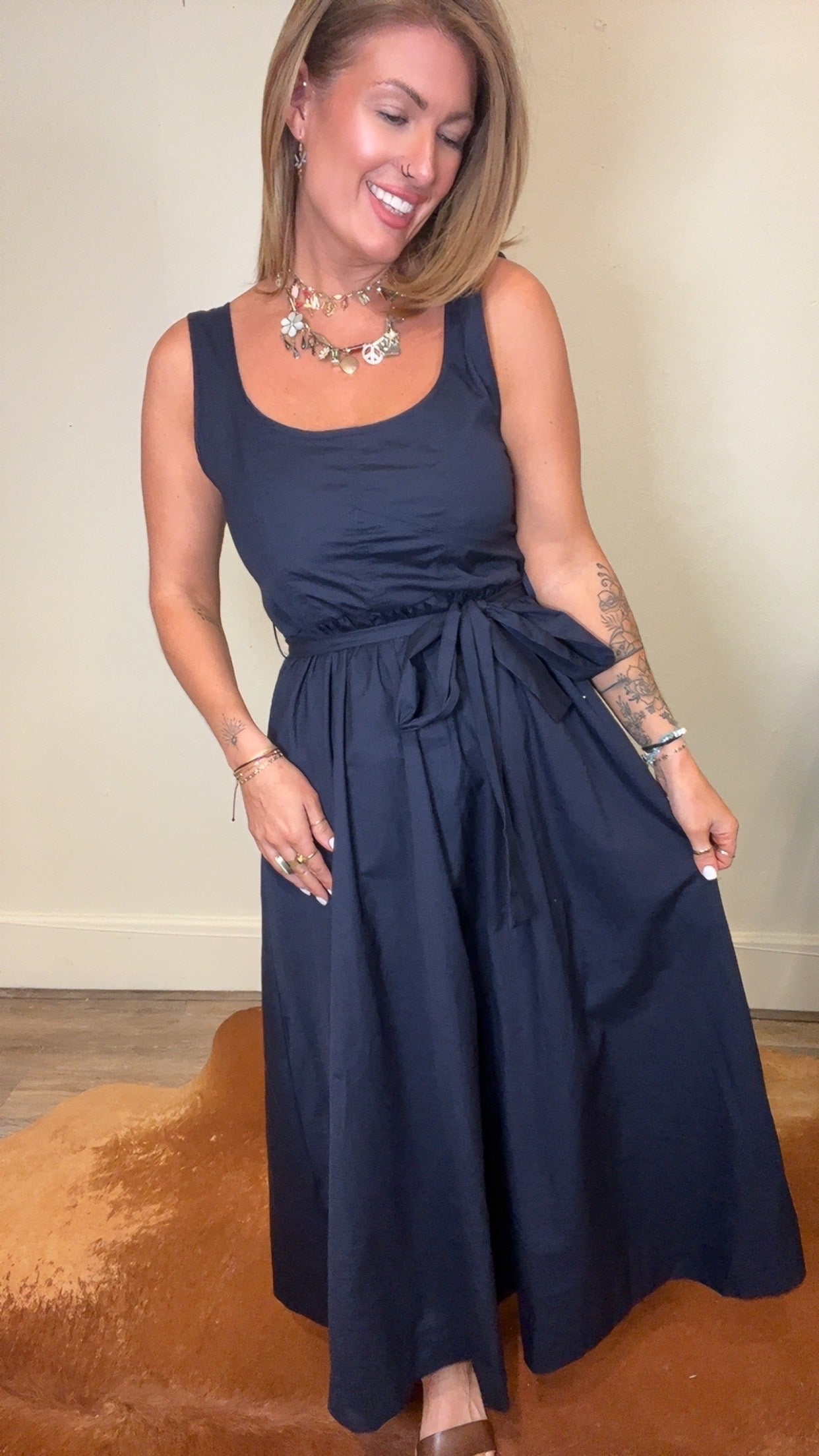 Never better A-line midi bow dress