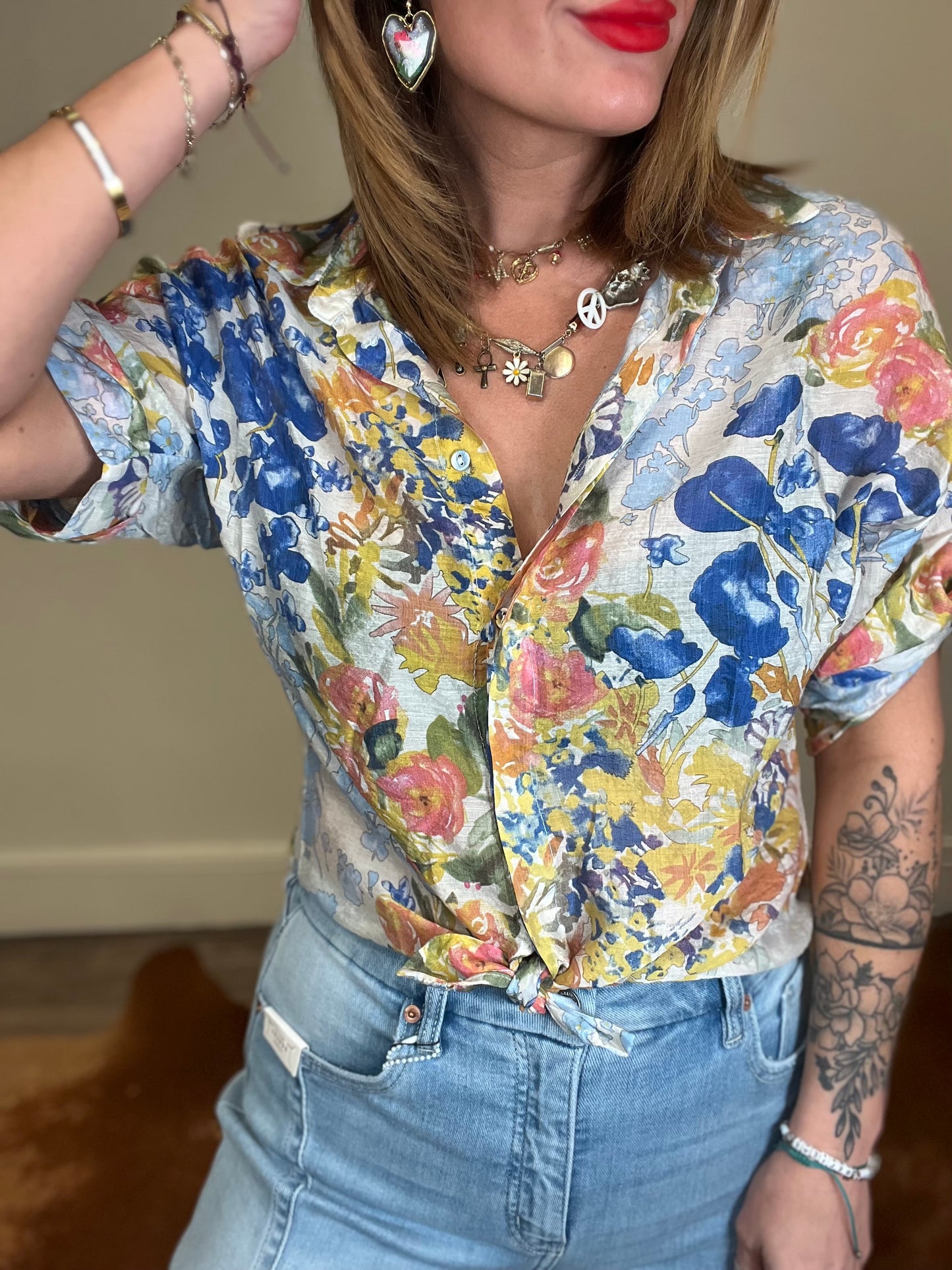 Julie Floral button down top