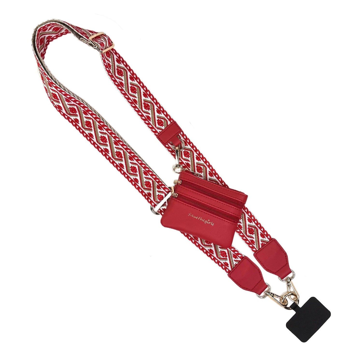 ONLINE EXCLUSIVE Save the girls Clip & Go Strap w/Zippered Pouch phone strap XOXO