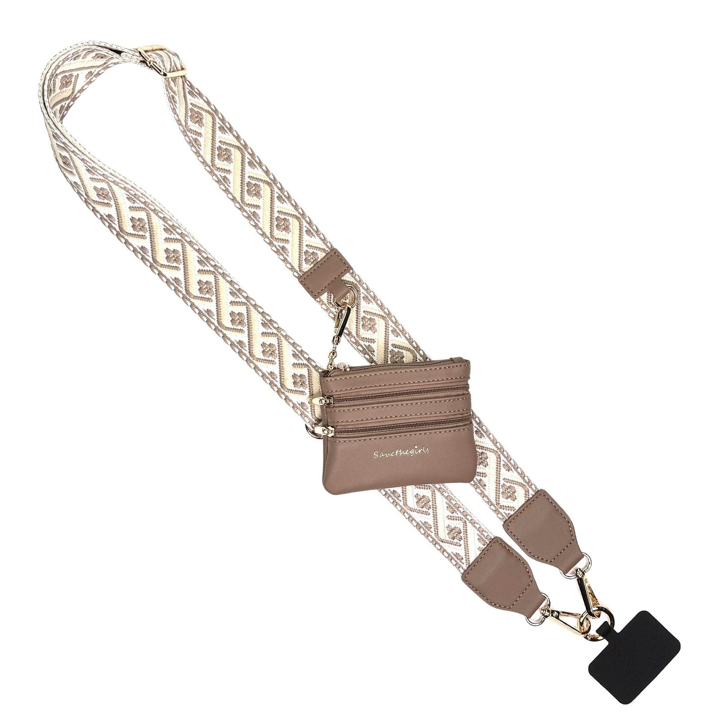ONLINE EXCLUSIVE Save the girls Clip & Go Strap w/Zippered Pouch phone strap XOXO