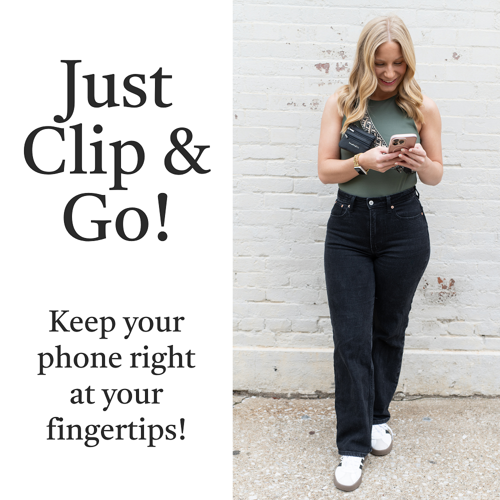 ONLINE EXCLUSIVE Save the girls Clip & Go Strap w/Zippered Pouch phone strap XOXO