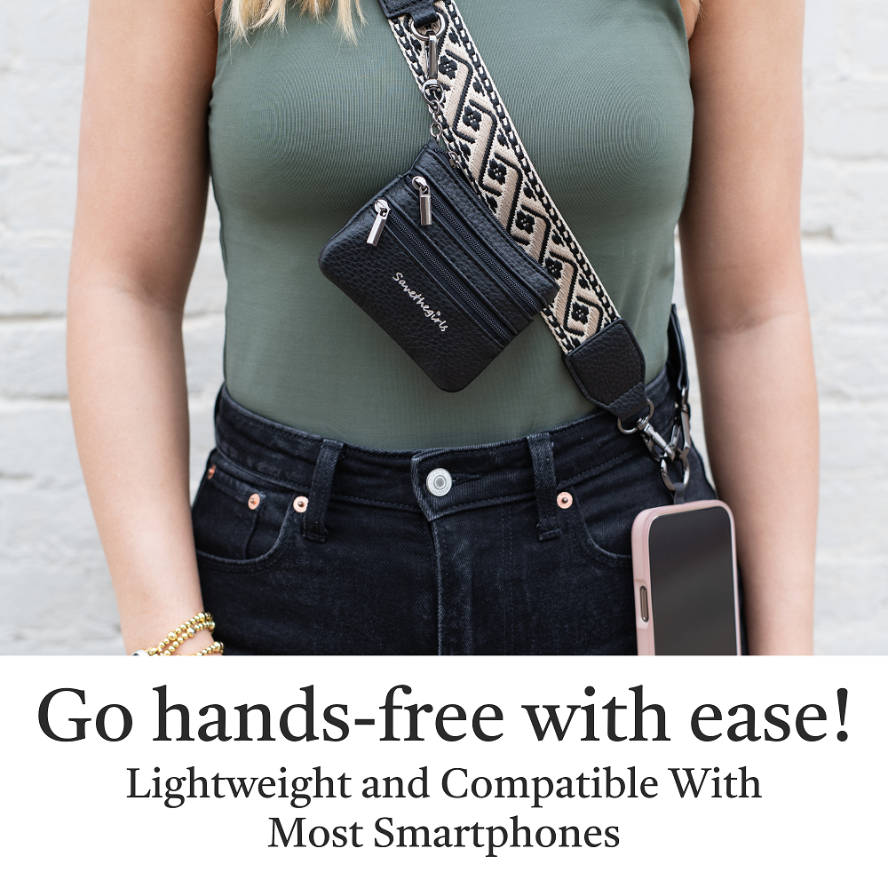 ONLINE EXCLUSIVE Save the girls Clip & Go Strap w/Zippered Pouch phone strap XOXO