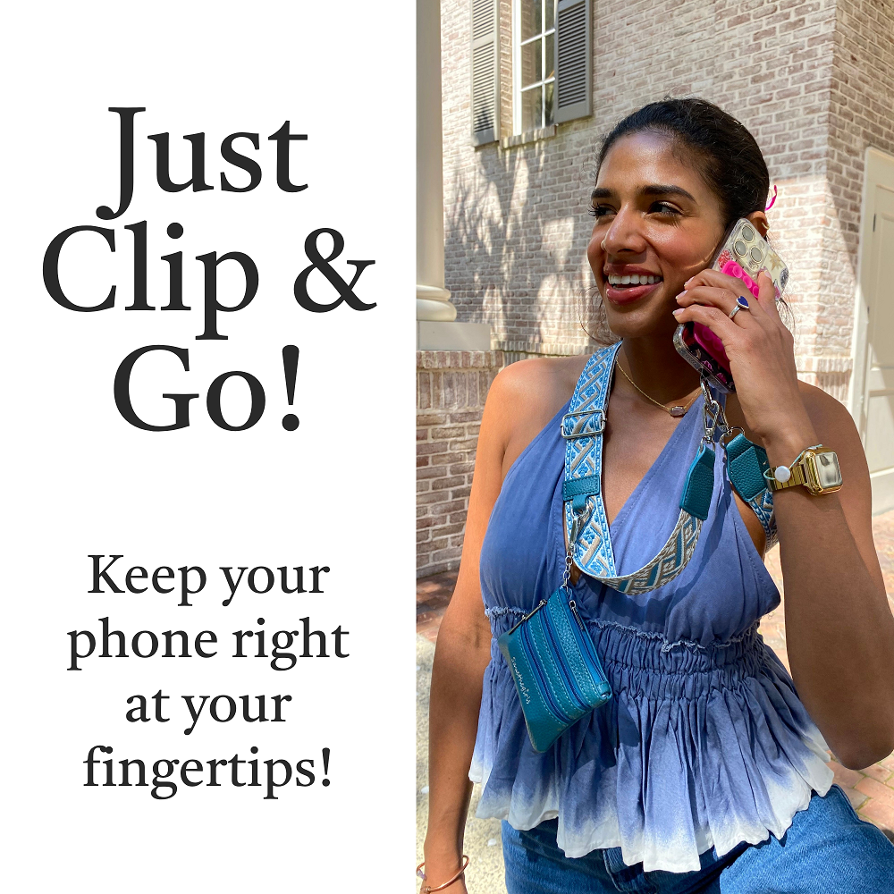 ONLINE EXCLUSIVE Save the girls Clip & Go Strap w/Zippered Pouch phone strap XOXO