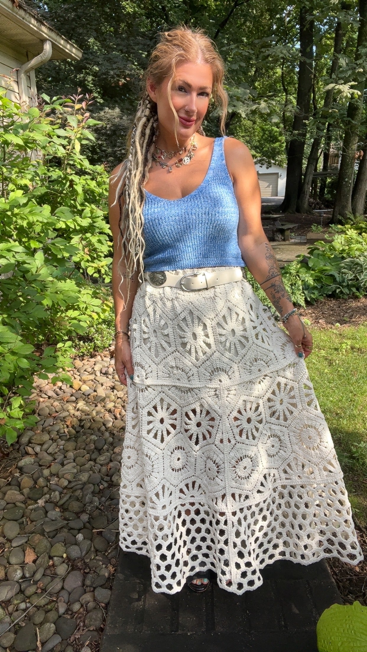 POL OS 4-14 Mya chenille crochet skirt