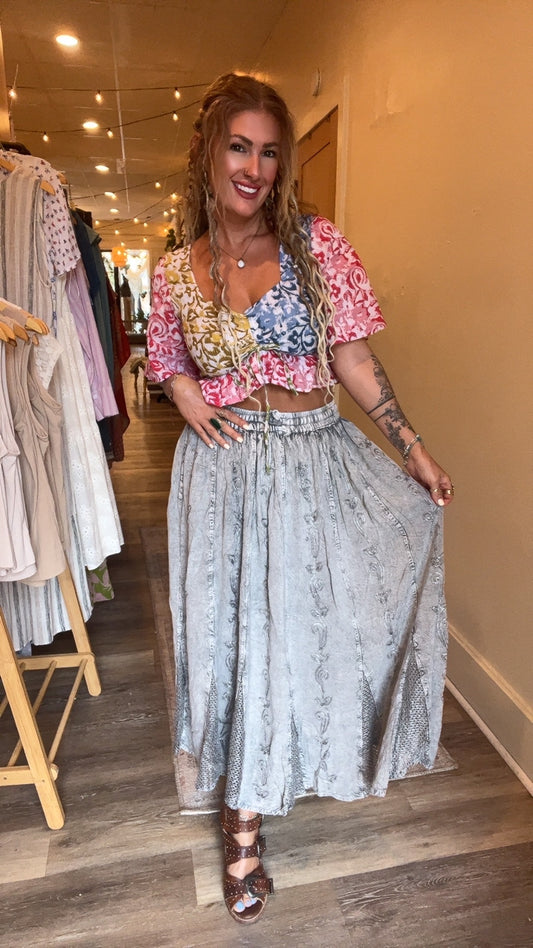 Handcrafted OS boho maxi skirt