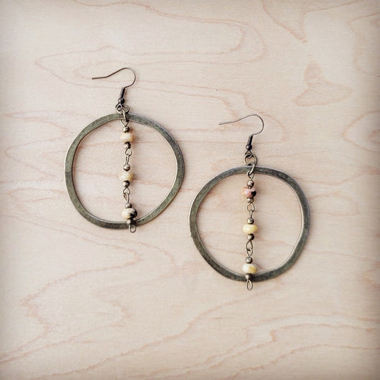 ONLNE EXCLUSIVE Western Copper Hoop Earrings w/ Natural Agate Beads 200s