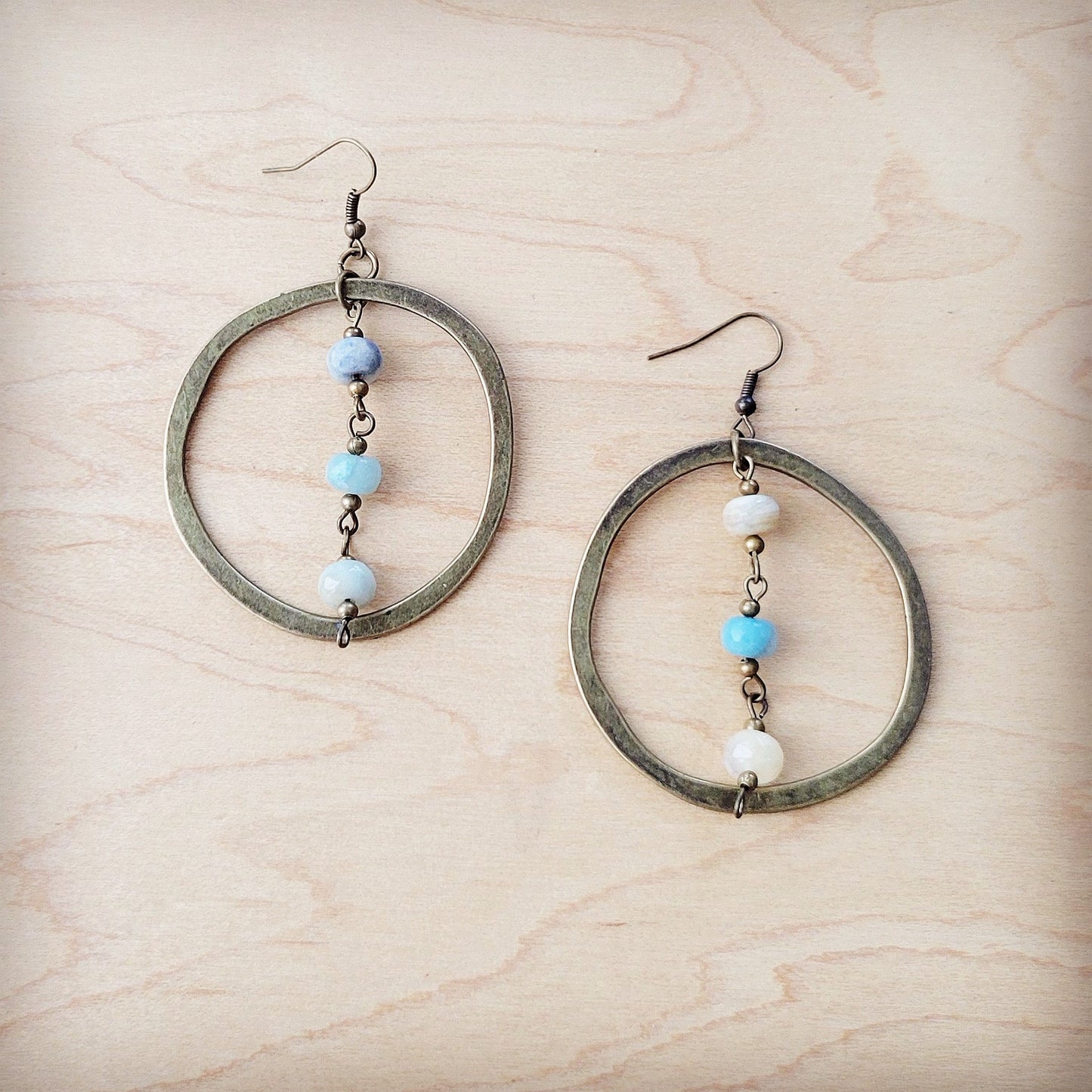ONLINE EXCLUSIVE Western Copper Hoop Earrings w/ Amazonite Beads 200r