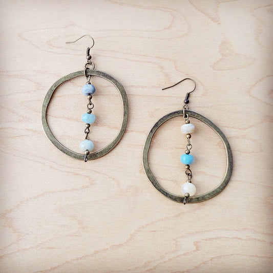 ONLINE EXCLUSIVE Western Copper Hoop Earrings w/ Amazonite Beads 200r