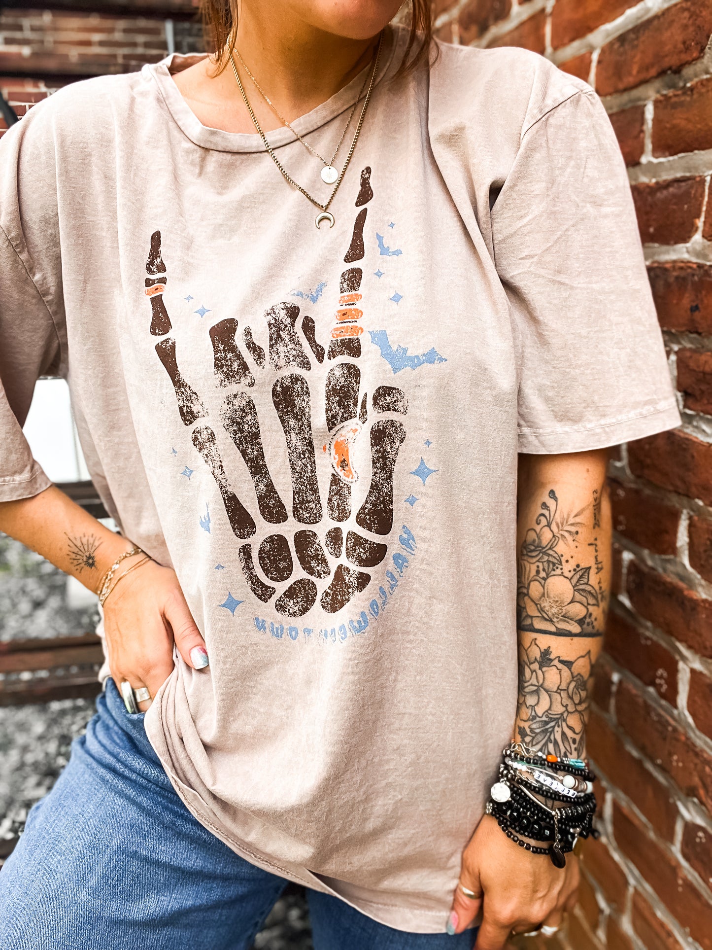 Oversized Skeleton hand Halloweentown tee