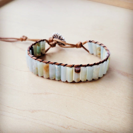 ONLINE EXCLUSIVE Woven Amazonite Stacked Stone Beaded Bracelet 810m