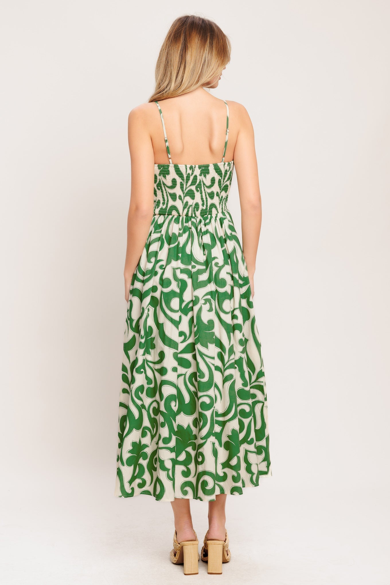ONLINE EXCLUSIVE - Patterned poise woven midi dress