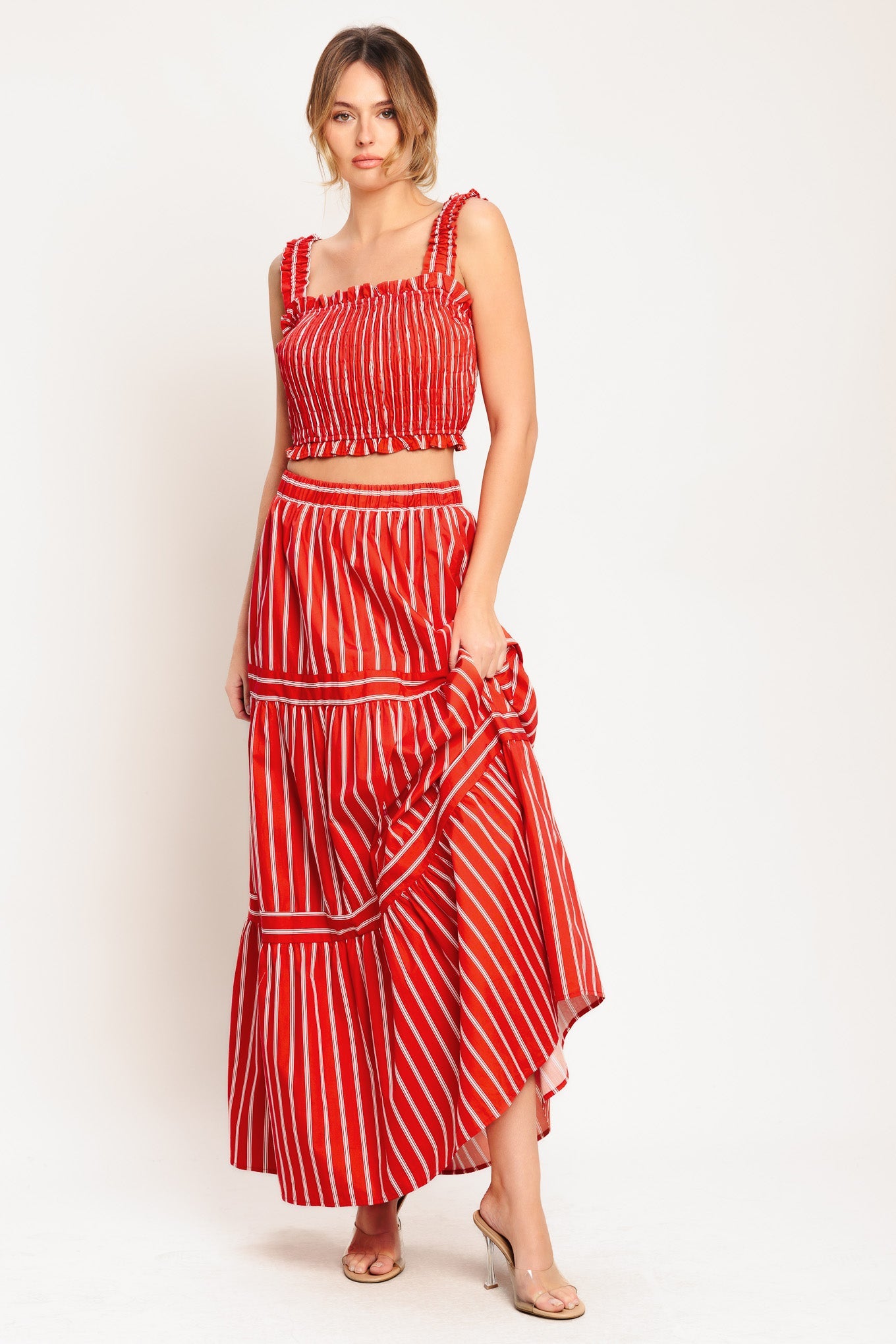 ONLINE EXCLUSIVE - Sunset stripe maxi skirt