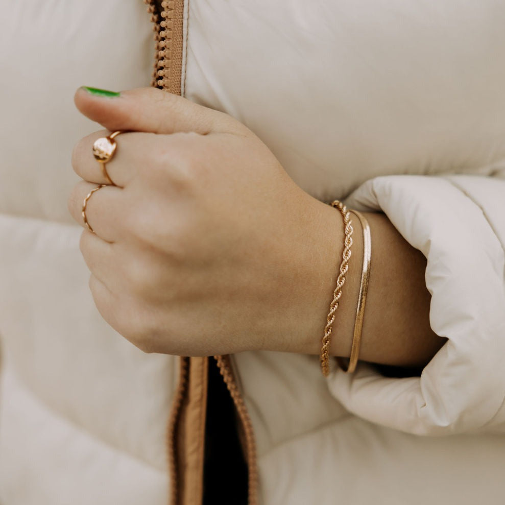 ONLINE EXCLUSIVE - Jade gold filled herringbone bracelet