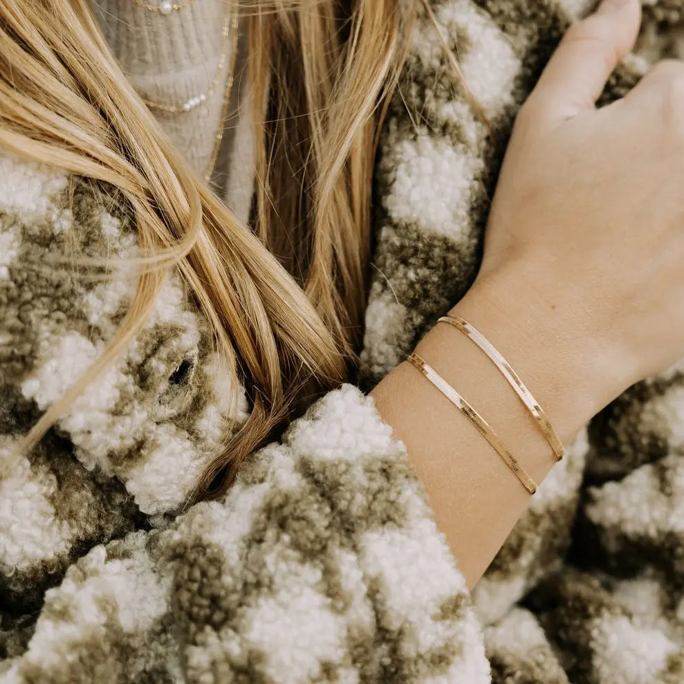ONLINE EXCLUSIVE - Jade gold filled herringbone bracelet