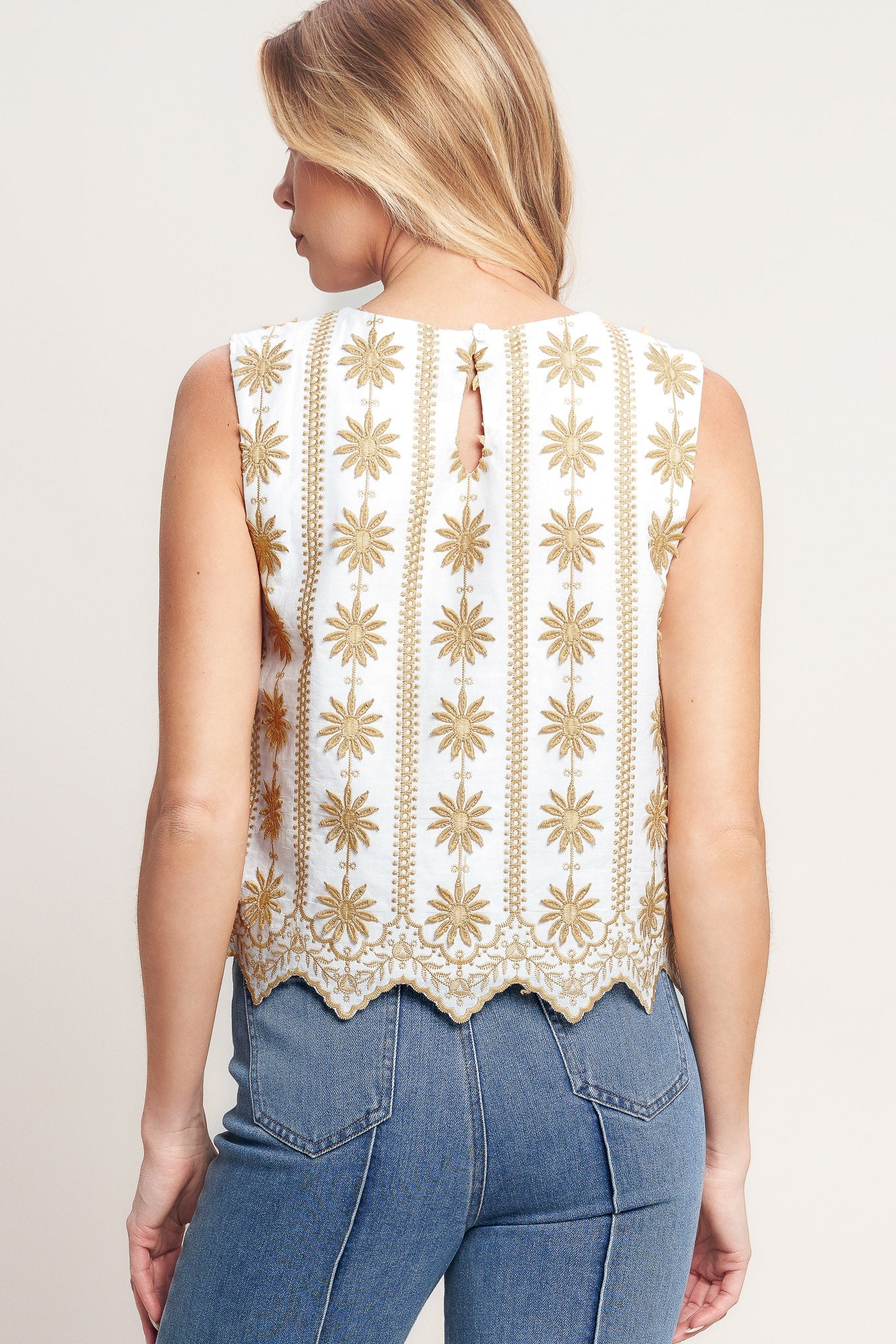 ONLINE EXCLUSIVE - Sun-stripe embroidered top