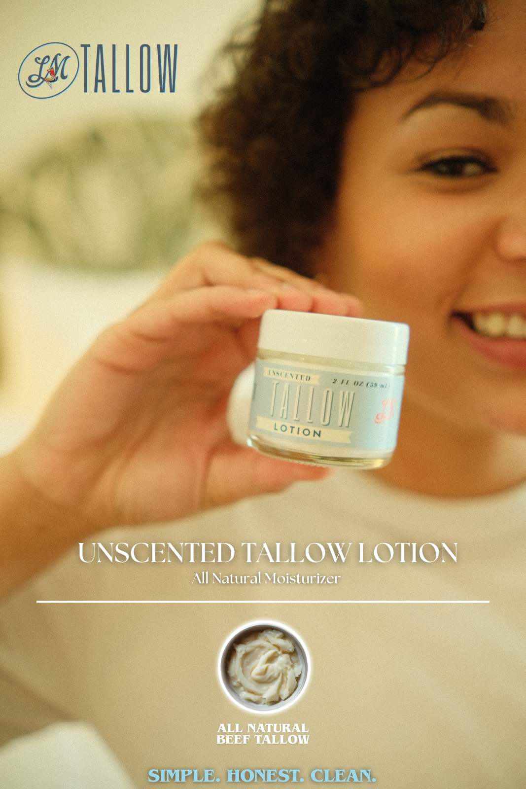 ONLINE EXCLUSIVE Unscented Tallow Lotion – Pure, Preservative-Free One Ingredient Moisturizer by Lady May Tallow