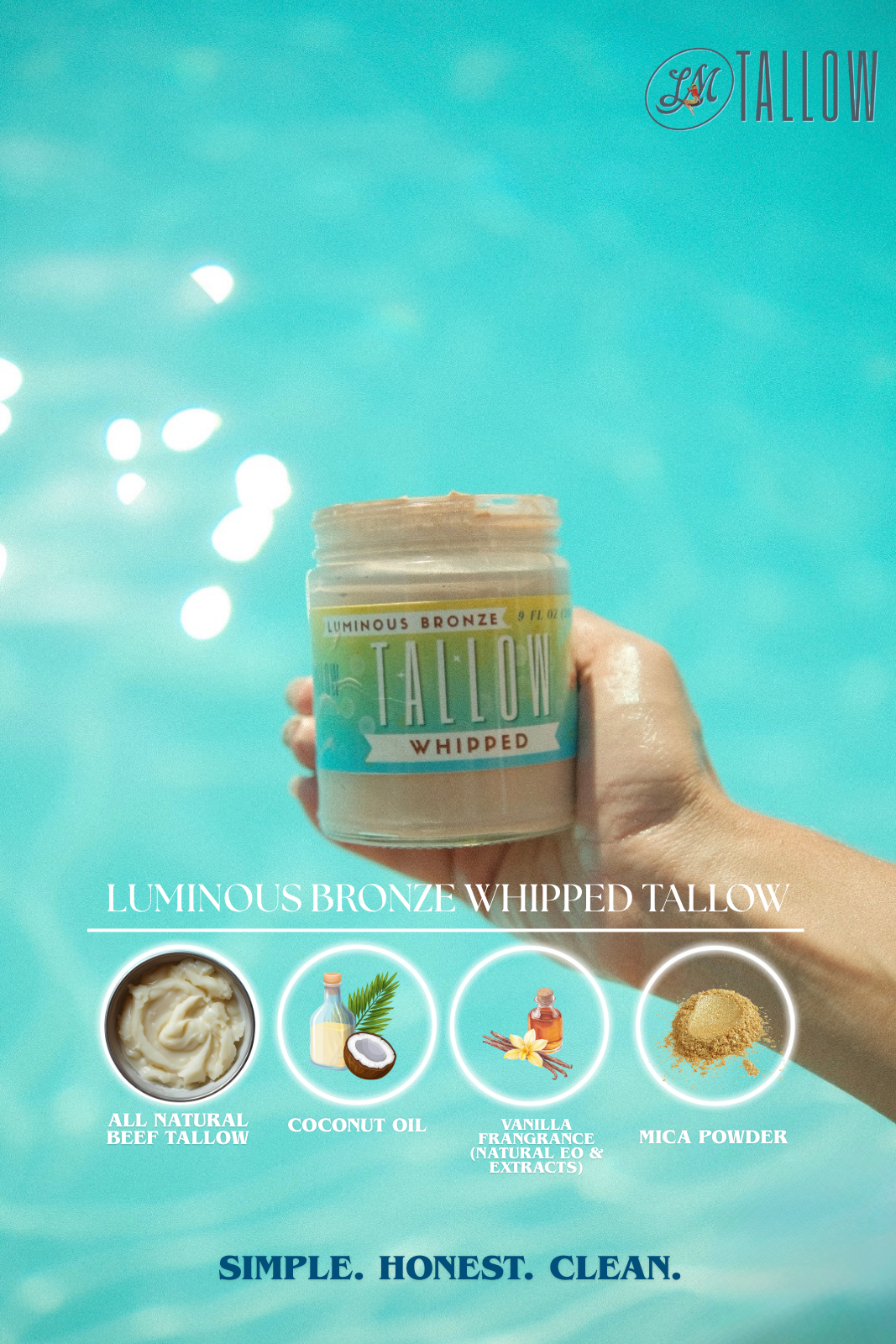 ONLINE EXCLUSIVE Luminous Bronze Whipped Tallow Moisturizer - Natural Bronzing Body Butter with Mica
