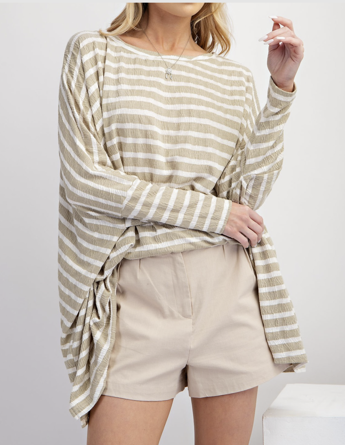 Devon oversized striped dolman top