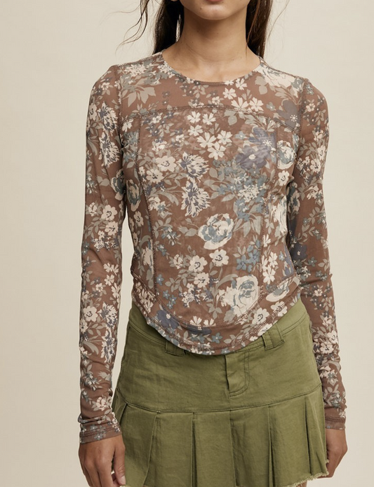 Faded gardens floral mesh top