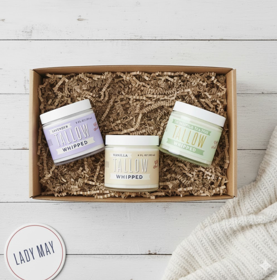 ONLINE EXCLUSIVE Scented Whipped Tallow Trio - 9oz Lavender, Vanilla Bean & Eucalyptus Tea Tree | Grass-Fed Skincare Bundle