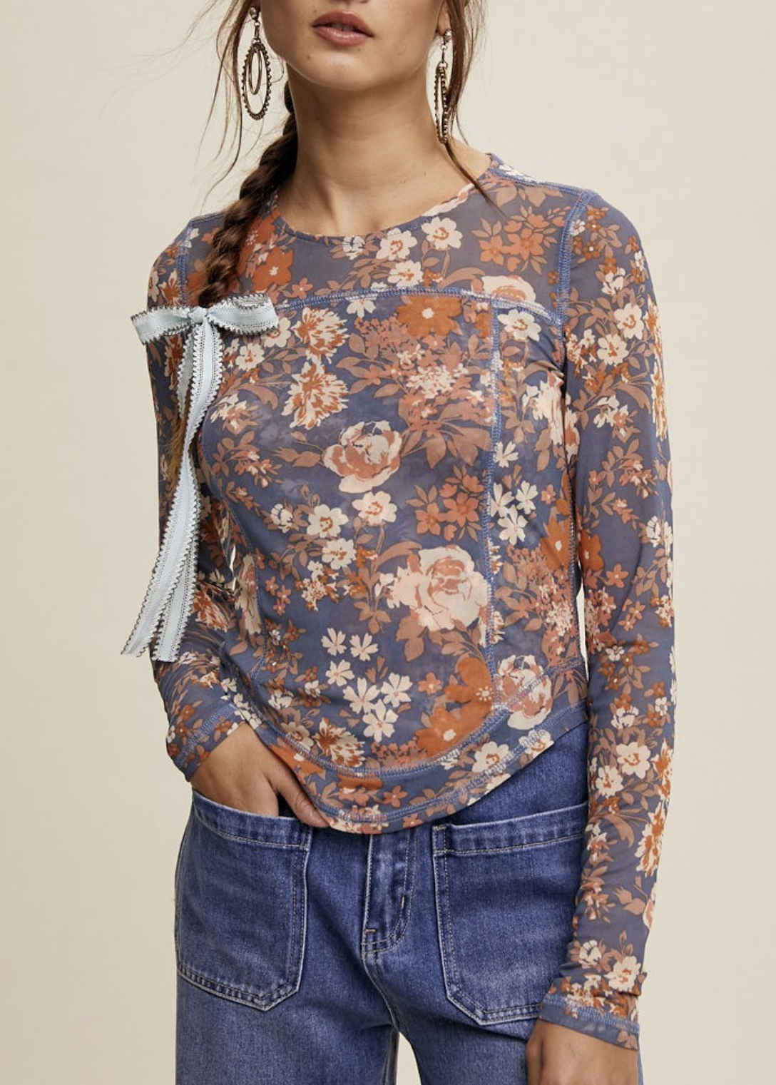 Faded gardens floral mesh top