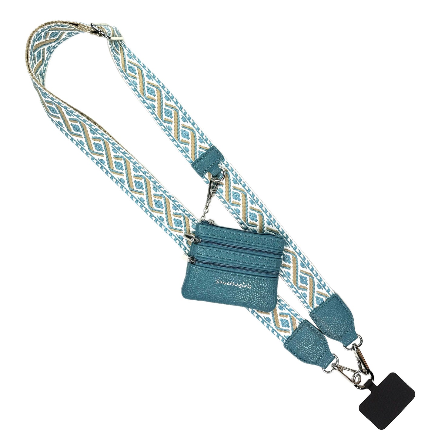 ONLINE EXCLUSIVE Save the girls Clip & Go Strap w/Zippered Pouch phone strap XOXO