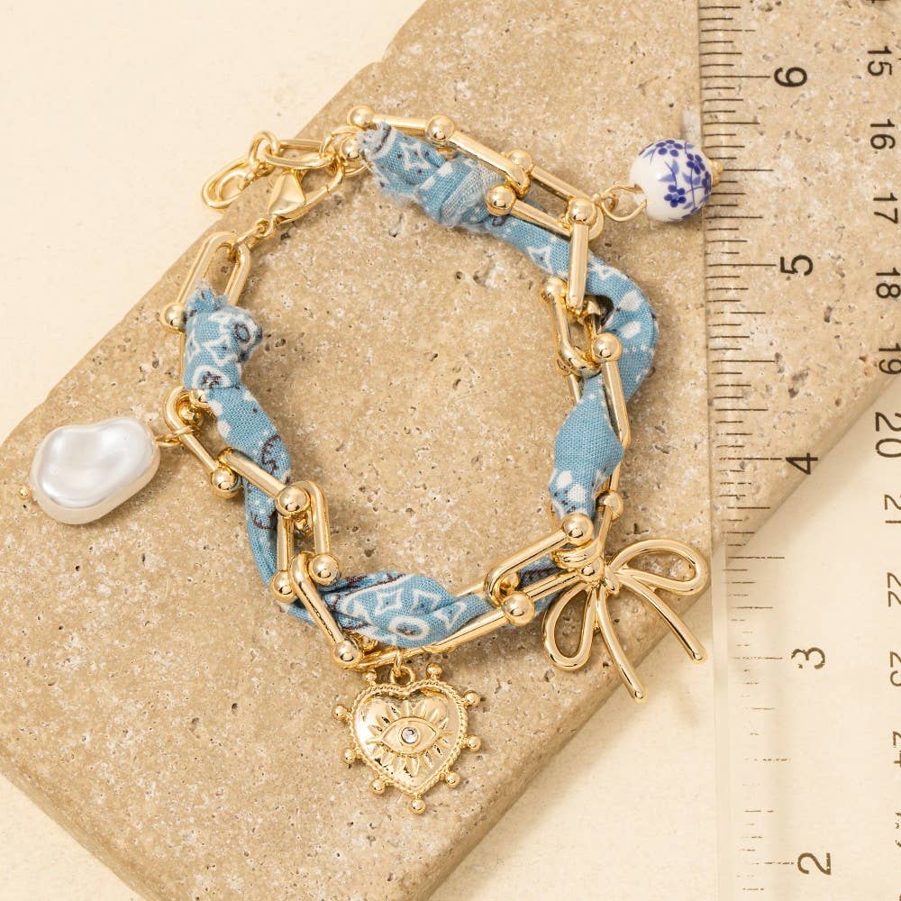 Assorted Charms Bandana And Chain Bracelet