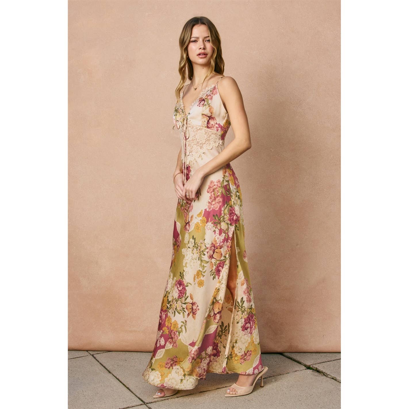 Meadow Romance Lace Detail Maxi Dress