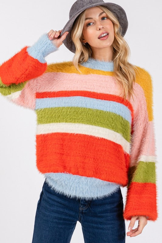 ONLINE EXCLUSIVE SAGE + FIG Color Block Round Neck Dropped Shoulder Sweater