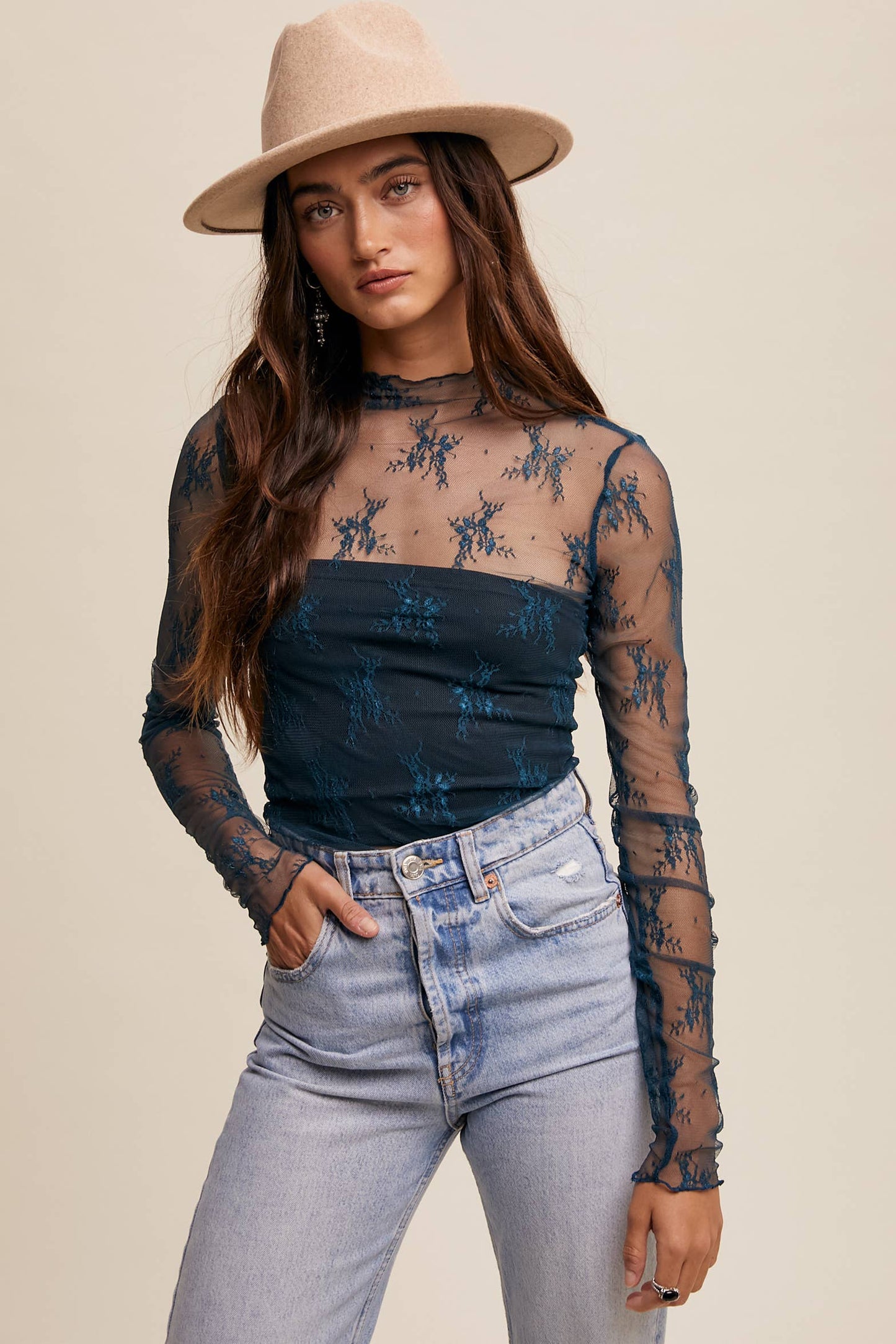 Sheer Lace Long sleeve