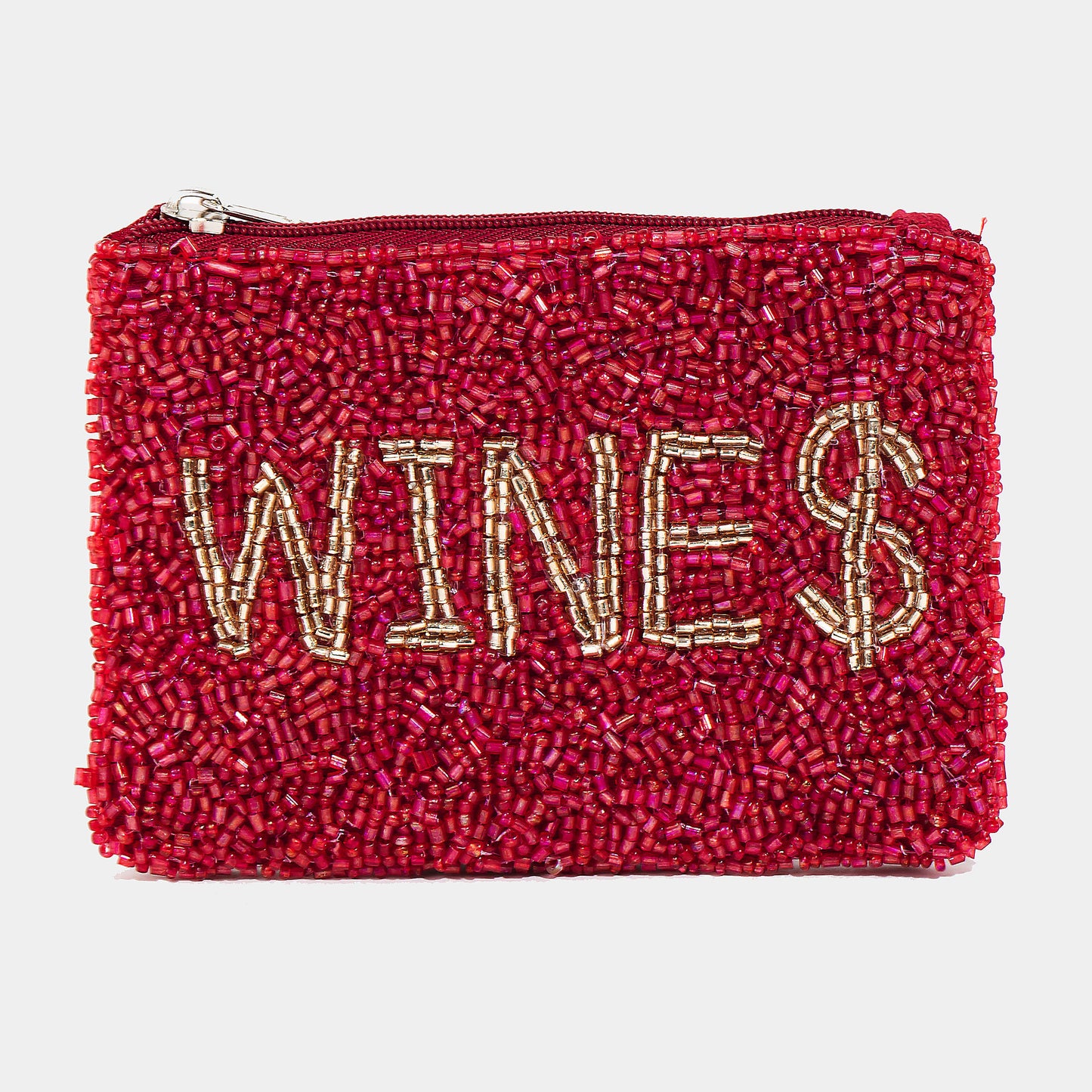 Wine $ Seed Beaded Coin Purse