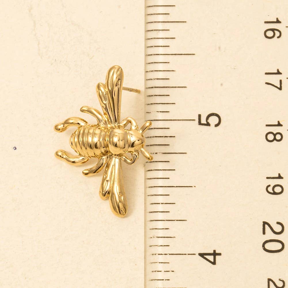 Gold Dipped Bumble Bee Large Stud Earrings