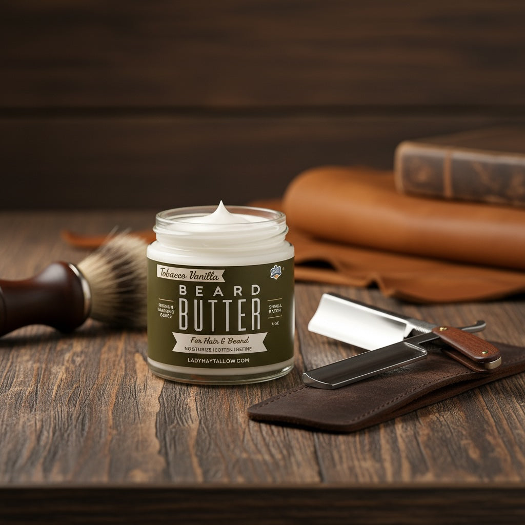 ONLINE EXCLUSIVE Tallow Man Tobacco Vanilla Beard + Body Butter | Men's Grooming | Grass-Fed Tallow | 9oz