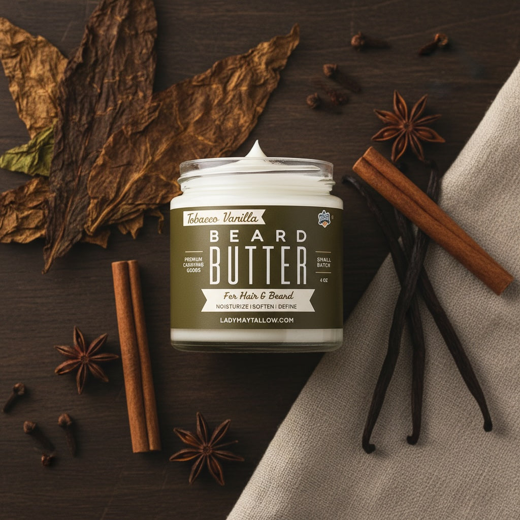 ONLINE EXCLUSIVE Tallow Man Tobacco Vanilla Beard + Body Butter | Men's Grooming | Grass-Fed Tallow | 9oz