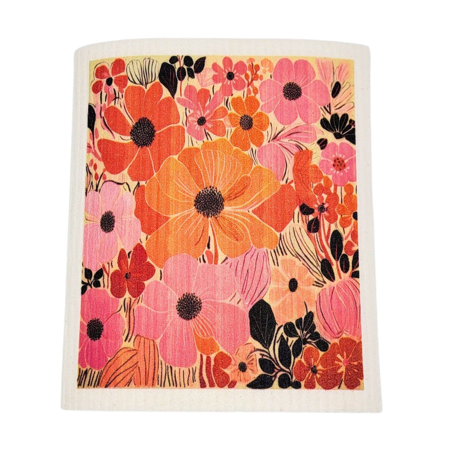 Pink Summer Flowers Swedish Dishcloths