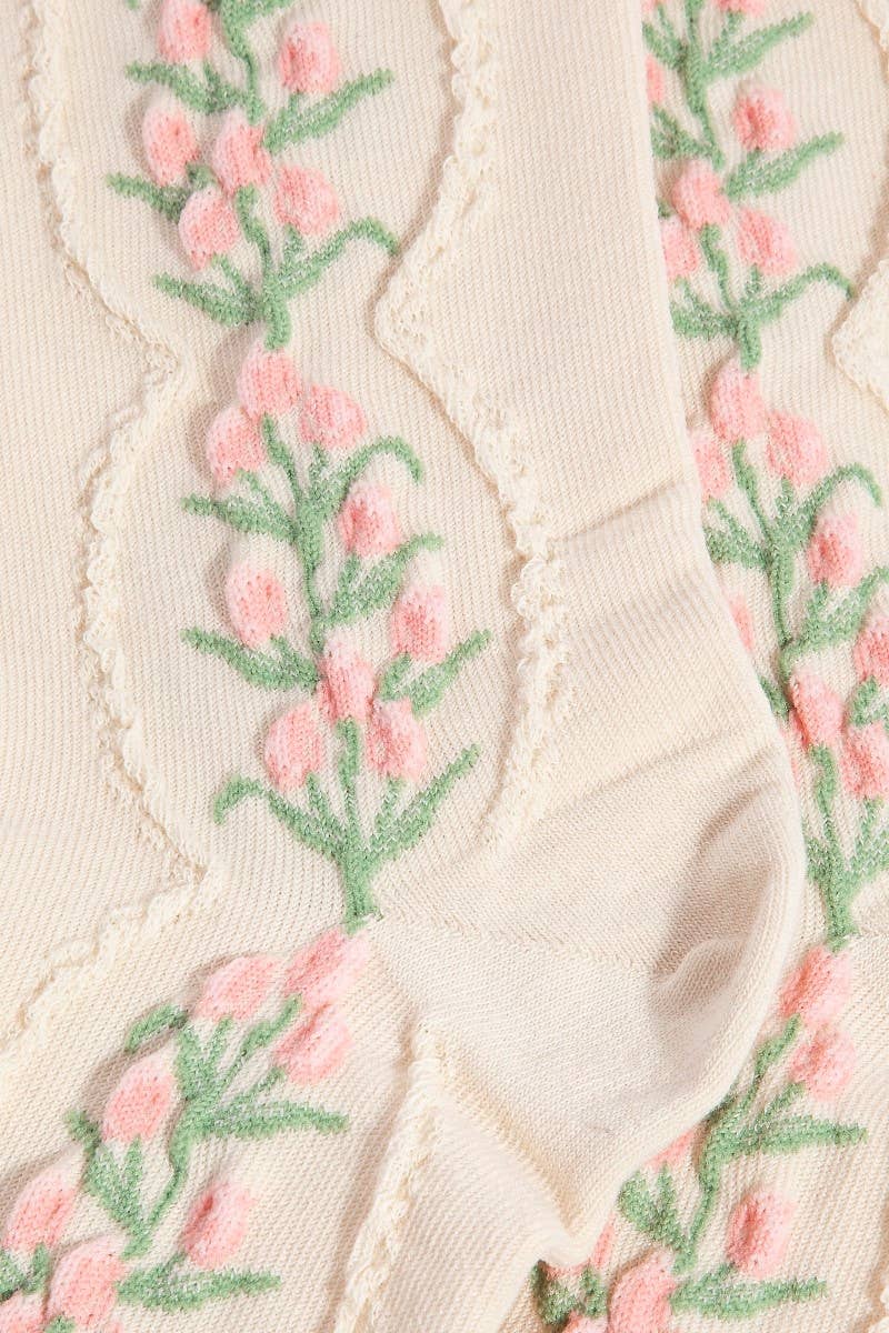 Tulip Vine Embroidered Socks