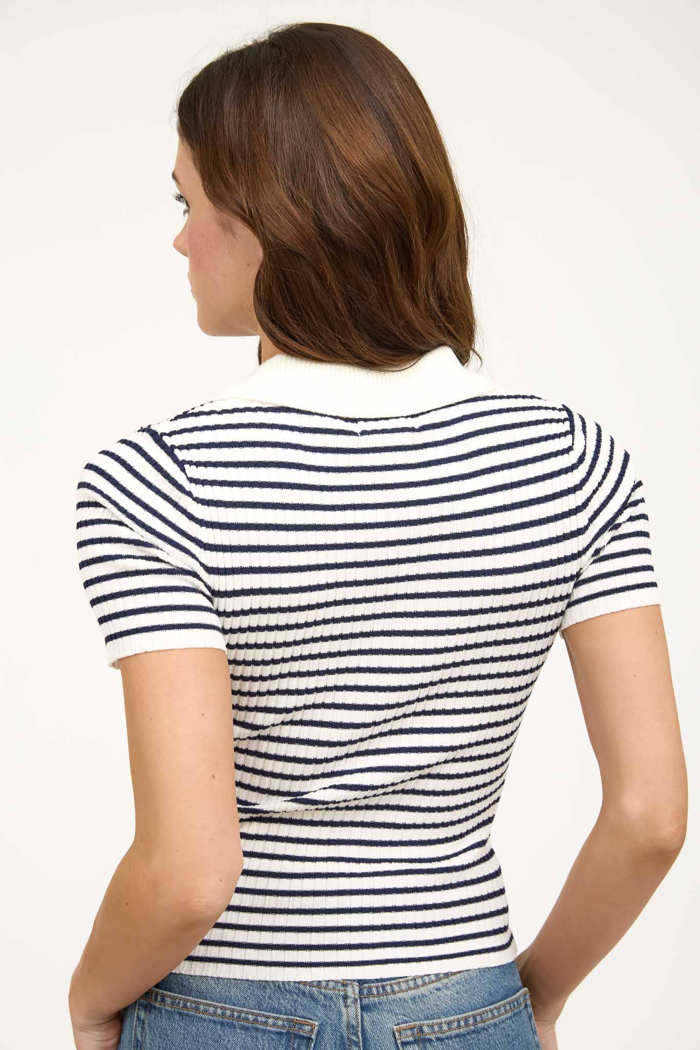 Paula Striped collared knit top