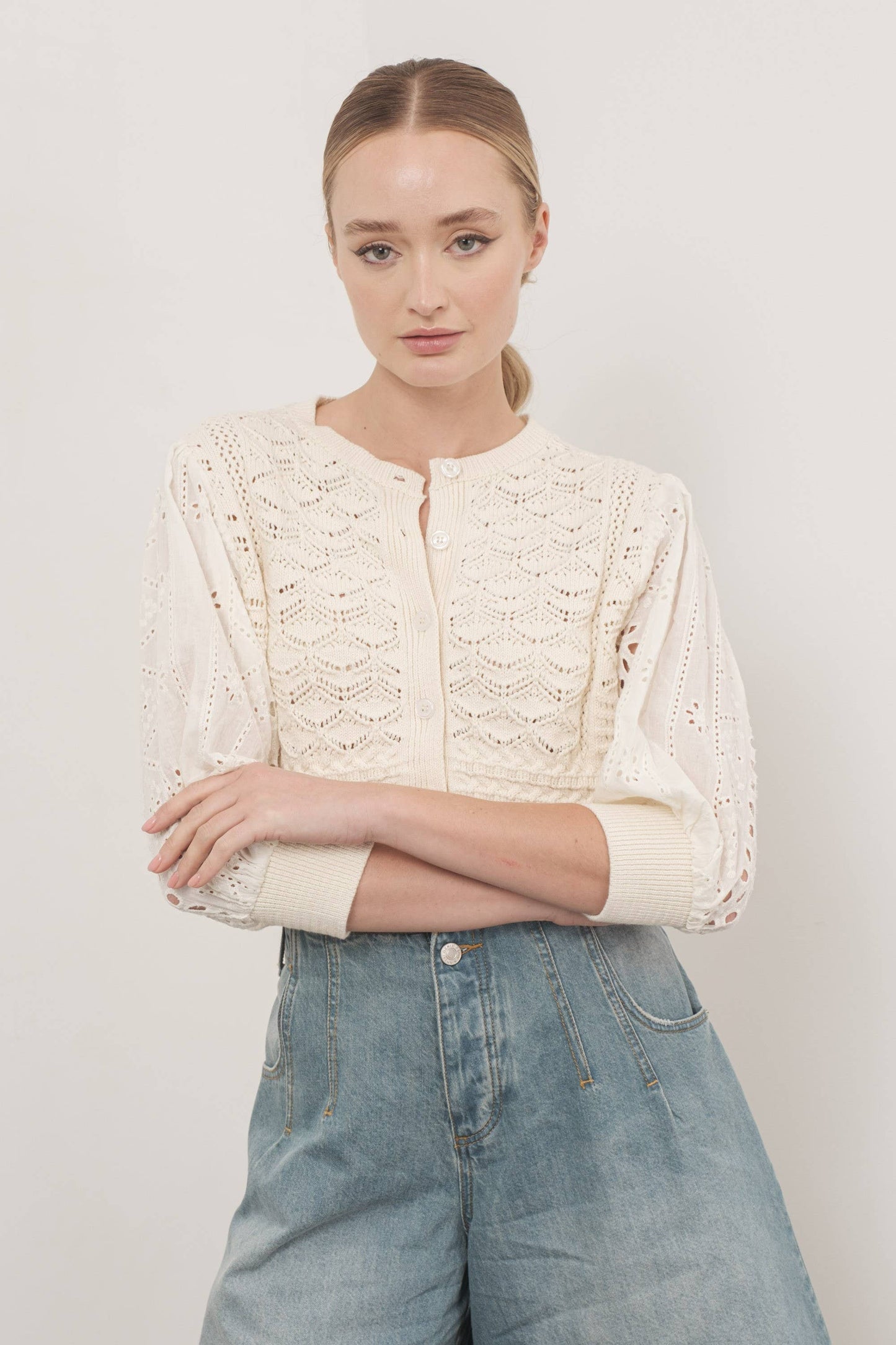 Jerry 3/4 sleeve cardigan /Top