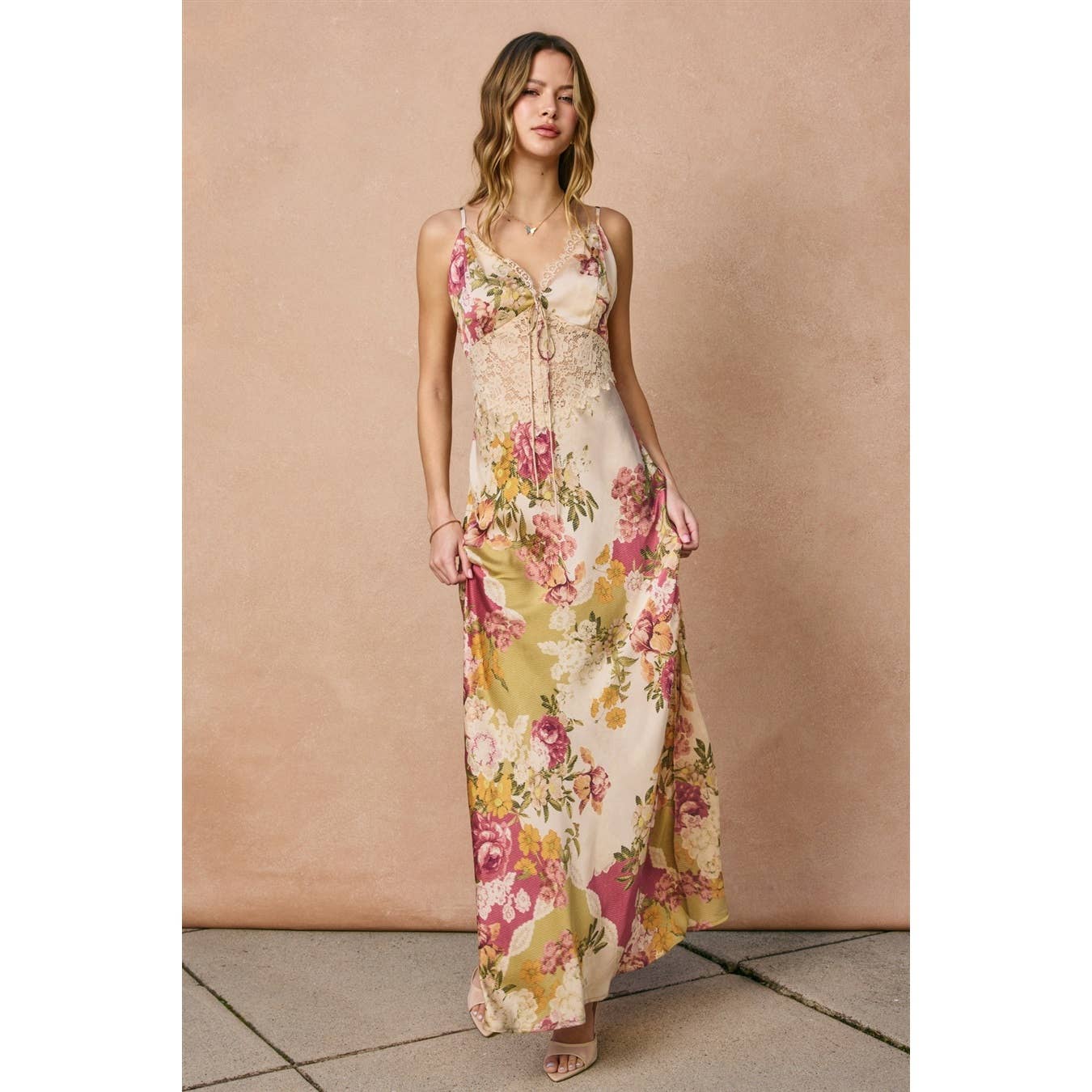Meadow Romance Lace Detail Maxi Dress