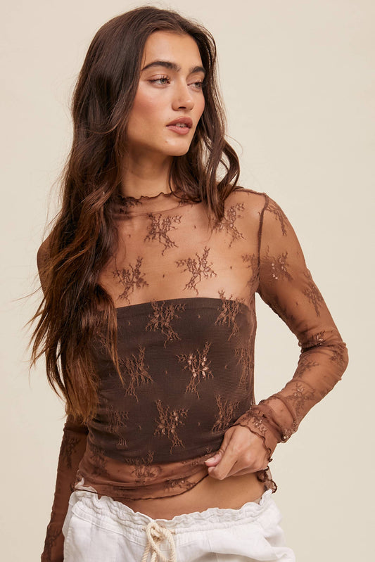 Sheer Lace Long sleeve